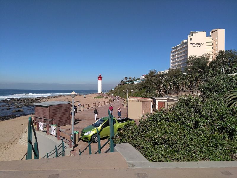 Umhlanga beach and its red and white lighthouse